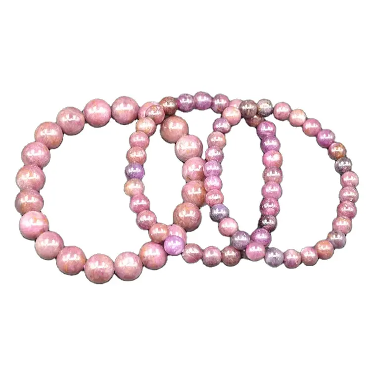 Aita Vente en gros de bijoux porte-bonheur en pierre naturelle de 10mm Bracelet de perles rondes en rubis extensible de Madagascar