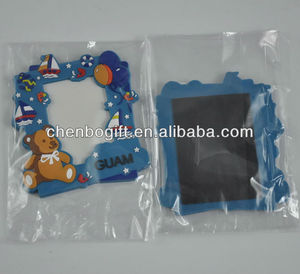 OEM工厂磁性3d软pvc相框，心形pvc塑料3d压花徽标冰箱相框 - Product Image 5