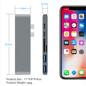 Factory 7 in <strong>Type</strong> <strong>C</strong> Stand Dual <strong>Usb</strong> <strong>3.1</strong> Usbc Hub Adaptor Multiport <strong>Usb</strong> Hub <strong>Type</strong> Hubs <strong>Usb</strong>-<strong>c</strong> <strong>Adapter</strong> 7 in 1 - Product Image 3