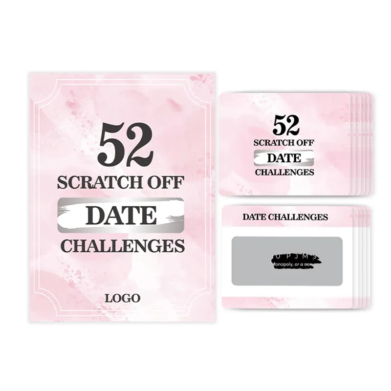 Custom Printing 52 Date Challenge Couple Game Date Scratch Off Card Set with Box