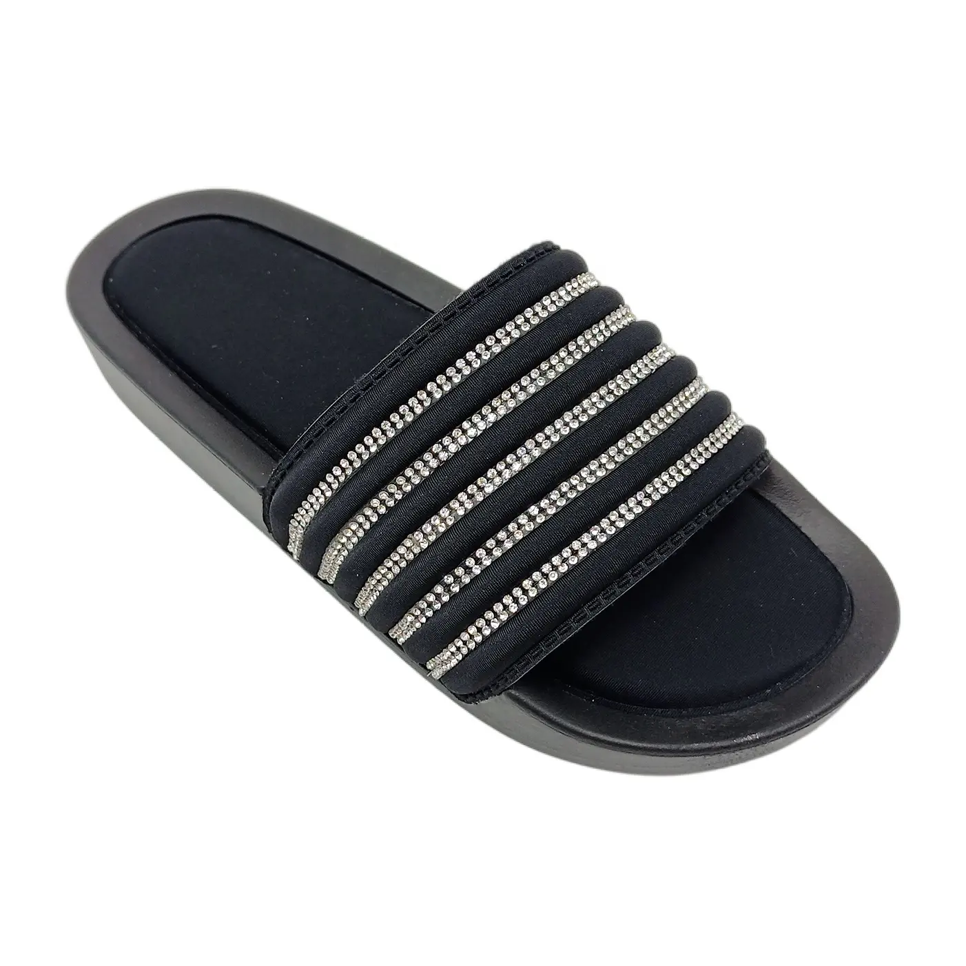 Zapatillas deslizantes brillantes de buena calidad para mujer, Sandalias planas informales para caminar en la playa