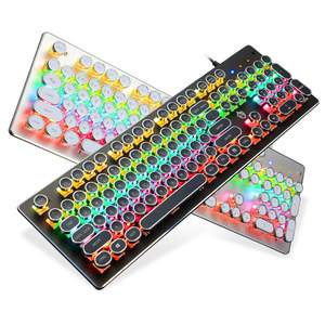 Los mejores Teclados mecánicos para trabajar y jugar Teclado iluminado de ordenador para juegos Teclado de máquina de escribir retro con cable retroiluminado RGB - Product Image 1