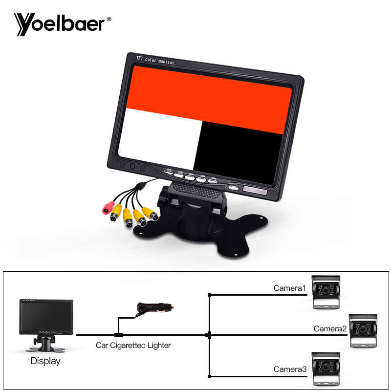 7 inch 4CH Monitor with 3PCS Camera with 2PCS 5M +1PC 15M Cable