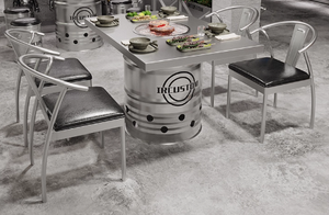 Chuyên Nghiệp Nhiệm Vụ Nặng Nề Kim Loại <span class=keywords><strong>S</strong></span>ắt Lẩu Bảng Thịt Nướng Cửa Hàng Thùng Dầu <span class=keywords><strong>S</strong></span>ắt Bàn Ghế Bộ - Product Image 3