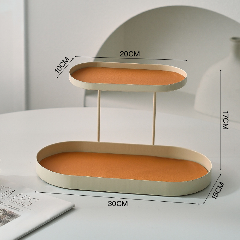 Oval double-layered (white) orange leather