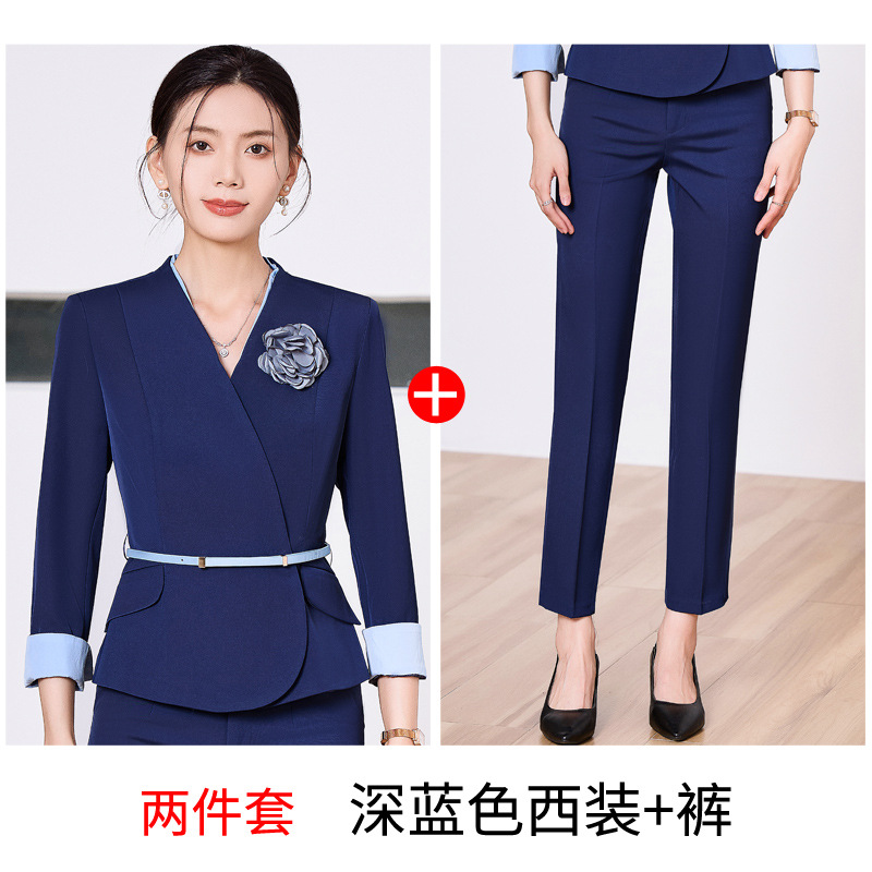 Two-piece suit, dark blue trousers