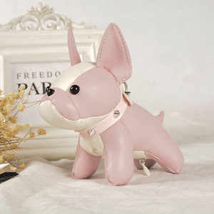 高級革フレンチブルドッグキーホルダー飾りかわいい子犬キーホルダージュエリー女性チャームバッグアクセサリー女の子のおもちゃホリデーギフト
