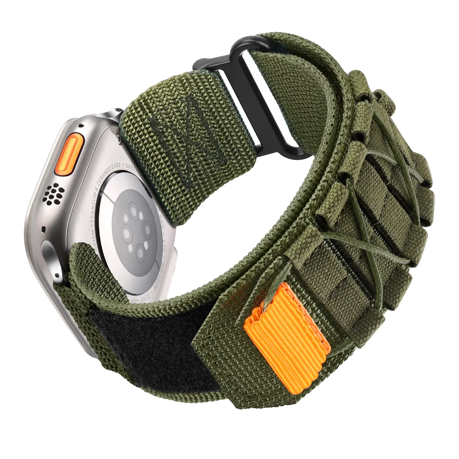 Para Apple Watch Ultra 2 Banda Homens Rugged Tactical Ampla Nylon Sport Loop Strap para Apple Watch Series 6 7 8 9 SE 2
