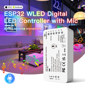 2024 HOT Gledopto ESP32 WLEDデジタル<span class=keywords><strong>LED</strong></span>コントローラー、マイクDC 12-24 V 10 A MAX 800 IC MAX