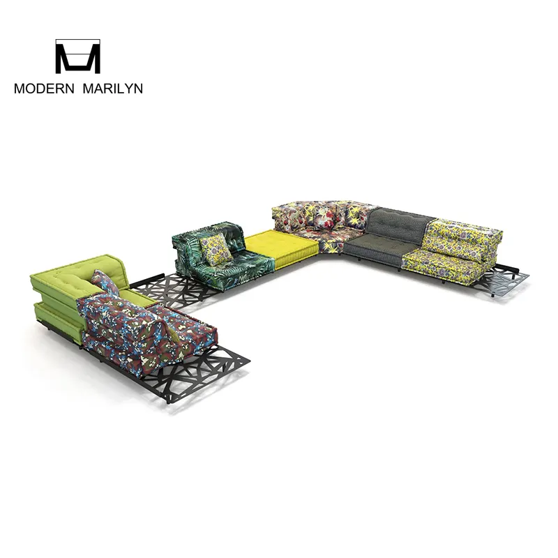 Yeni tasarım lüks Metal mobilya açık veranda mobilya derin oturma Glamour koltuk takımı büyük bahçe seti Divano Mah Jong