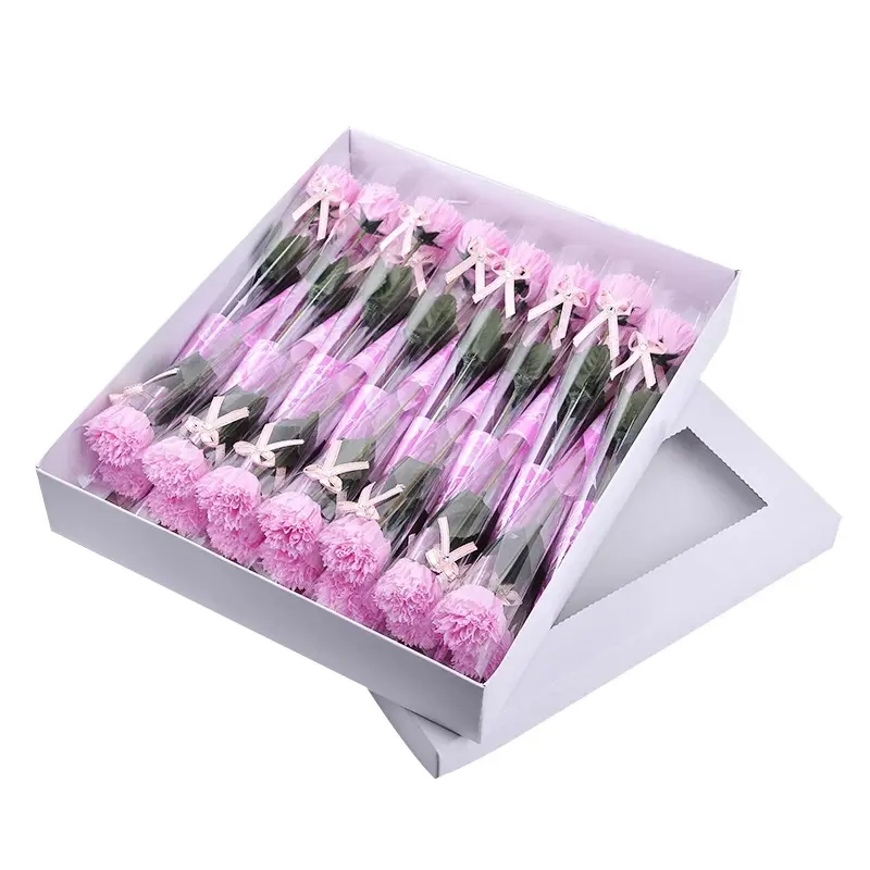 Set regalo di fiori economici all'ingrosso regali di fiori di sapone di rosa artificiale regalo per la festa della mamma fiori di rosa
