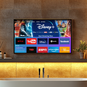 32-Inch Mirrored Waterproof HD Smart TV with Voice Control LED Backlight 4K Resolution for Indoor Outdoor Use for Bathroom - Product Image 2