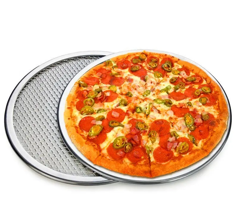 Hot Selling Home Baking Gadget Perforated Round Aluminum Foil Pizza Tray