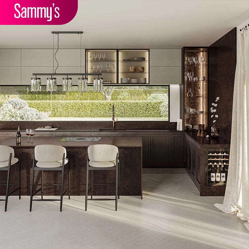 Gabinetes de cocina con puertas de vidrio