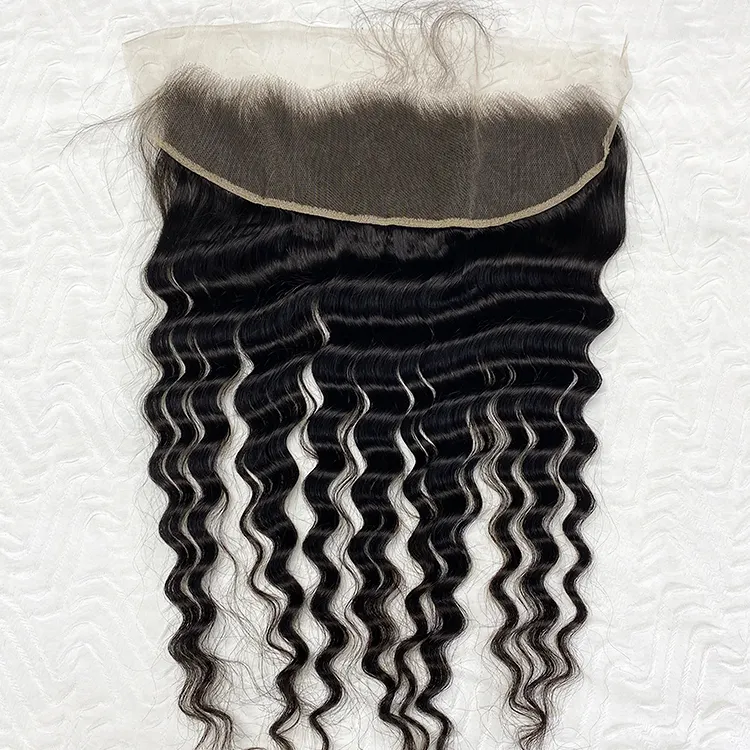 Foris cabelo humano brasileiro, cabelo humano com fecho solto de onda profunda 13x4 fecho transparente