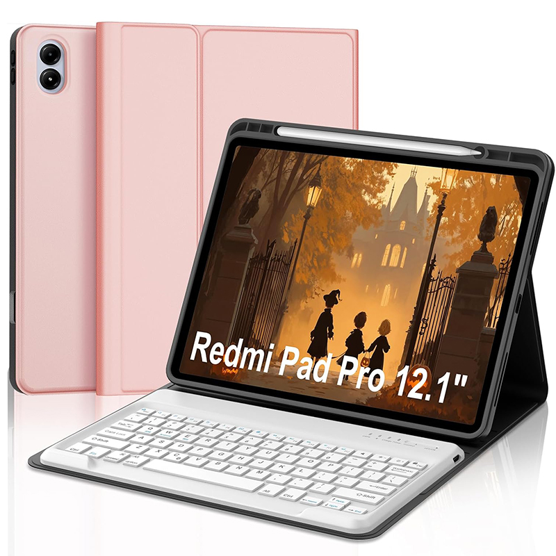 Boîtier rose + clavier blanc