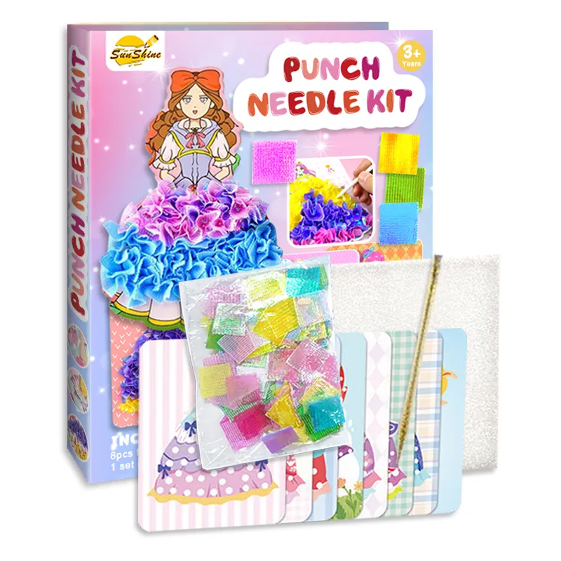 Rompecabezas de tela creativa Poke Art Kids DIY Toys Princess Dressing Up Puncture Painting Kit para niños