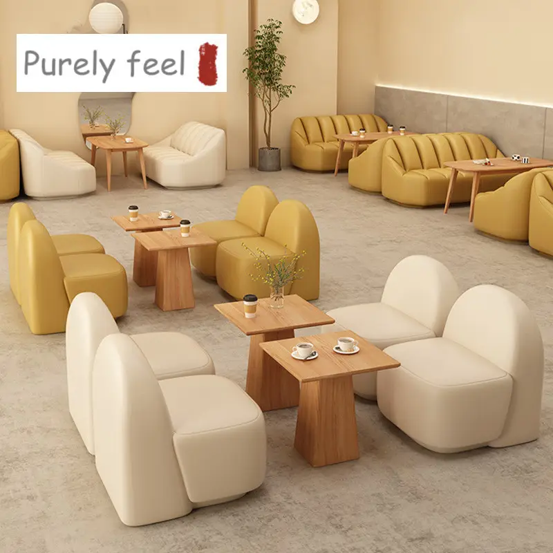 PurelyFeel Customized Western restaurant table and chair combination Cafe shop lounge sofa chair
