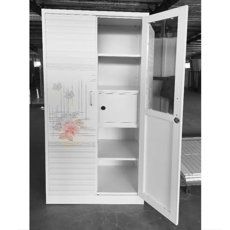 Sanjian-armario de acero con imagen de impresión personalizada, armario de 2 puertas para almacenamiento de ropa para el hogar, con transferencia de madera y metal