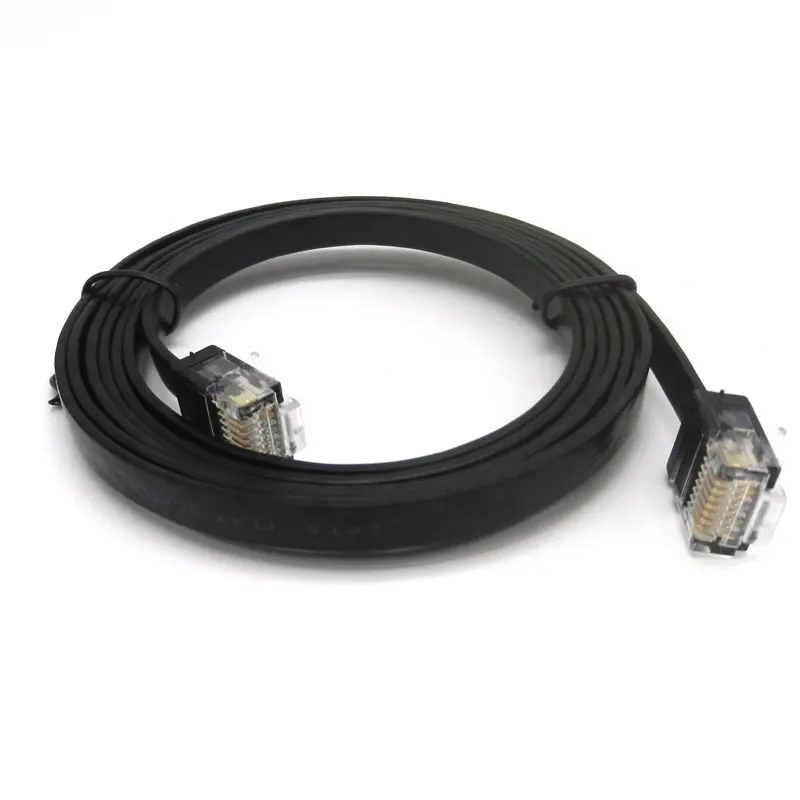Alta qualità basso profilo personalizzato flessibile utp RJ45 32awg Ethernet cat 6 cat6 rohs super flat patch cord cavi 0.5m 1m 2m 3m 5m