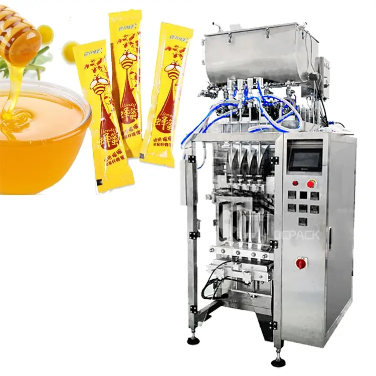 Automatische 4 Lijnen 1-50G Honing Vloeibare Vulling Ijs Lolly Jelly Stick Verpakking Tomatenpuree Ijslolly Verpakkingsmachine