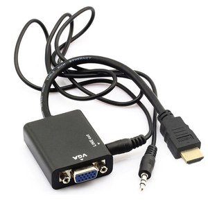 Para cable adaptador HDMI a VGA con Audio para computadora para interfaz HDMI Chaqueta de PVC para micrófono y altavoz Monitor de pantalla VGA