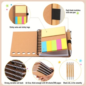 Juegos de cuadernos en espiral Kraft, diarios inspiradores de bambú con bolígrafos retráctiles, Bloc de notas de aliento, planificador inspirador - Product Image 4