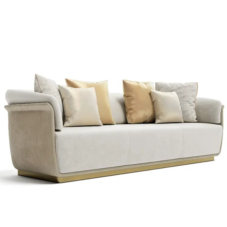 Neuesten Italienischen Design Sofa Klassische Stoff Sofa Gold Edelstahl Basis Wohnzimmer Möbel Set Hotel Lobby Sofas