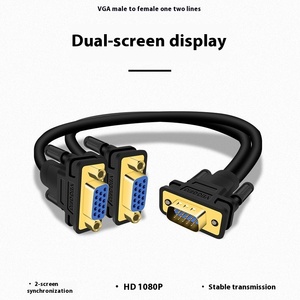 VGA3 + 6 1 a 2 Cable divisor Cable macho a hembra Una entrada Dos salidas Pantalla dividida Misma pantalla TV Cable de pantalla de computadora