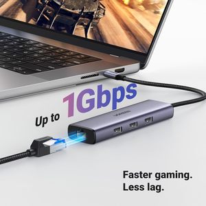 Rj45 CM512 Revodok 6 in 1 USB C Hub Gigabit Ethernet adaptörü ile 4K-HDMI, 100W PD şarj USB bir veri bağlantı noktaları - Product Image 4