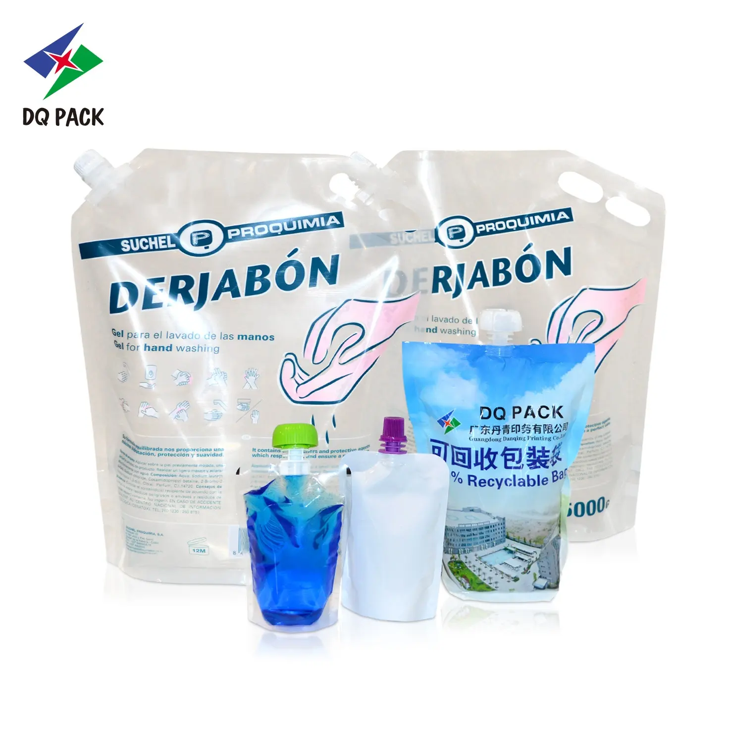 Paket DQ kustom dicetak dapat didaur ulang cuci tangki cairan cerat kantong 5 liter