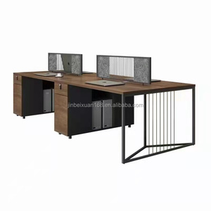Modern Style MDF Chrome Frame Office Furniture <strong>Simple</strong> Design Convertible Two Seat/ Four Seat Workstation <strong>Desk</strong> for <strong>Computer</strong> Use - Product Image 1