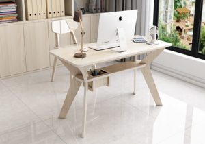 Escritorio de ordenador de estudio, escritorio de estilo nórdico, multifunción, blanco, Moderno - Product Image 3