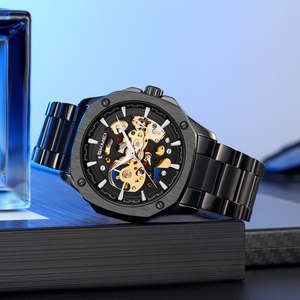 Skmei 9378 Bán Buôn Sang Trọng 3ATM Không Thấm Nước Xem Skeleton Thép Không Gỉ Cơ Khí Tự Động Đồng Hồ Mens Đồng Hồ Đeo Tay - Product Image 3