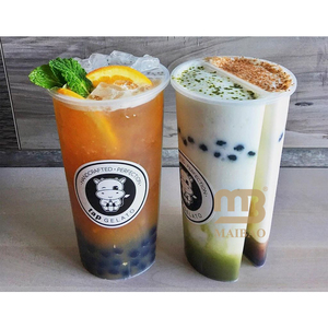 500ml 700ml pp Twins Split Plastic <strong>Cup</strong> Boba Tea Bubble Tea Double Shared <strong>2</strong> Compartment Juice <strong>Cup</strong> With Lid Custom Logo Print - Product Image 1