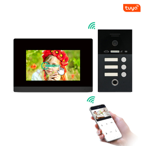 Timbre de teléfono para puerta con wifi para 1/2/3/4 apartamentos, aplicación remota, desbloqueo, sistema de intercomunicación con huella dactilar, Tuya - Product Image 1