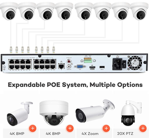 P2p 8mp poe kamera güvenlik sistemi 16 kanal 4k h.265 + poe nvr 8 kamera 4k ip taret dome ses insan ve araç algılama - Product Image 4