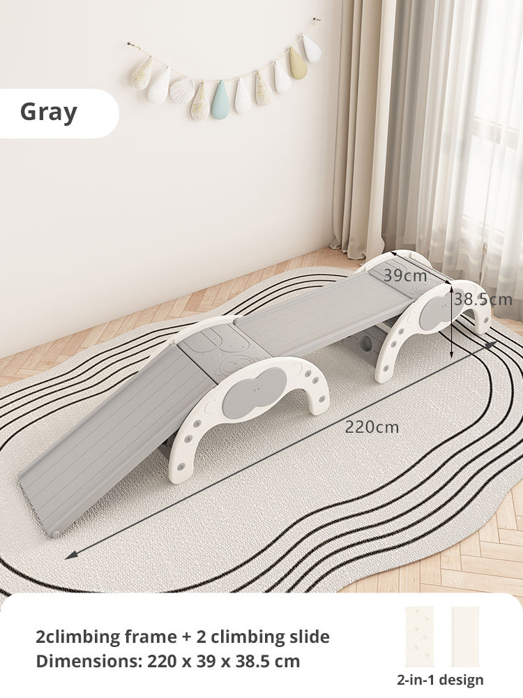 2 structures d'escalade + 2 toboggans d'escalade Gris