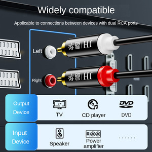 สายสัญญาณเสียง2RCA คู่ดอกบัวสีแดงและสีขาวหัวช่องซ้ายและขวา2RCA สายเชื่อมต่อเครื่องขยายเสียงทีวี - Product Image 5