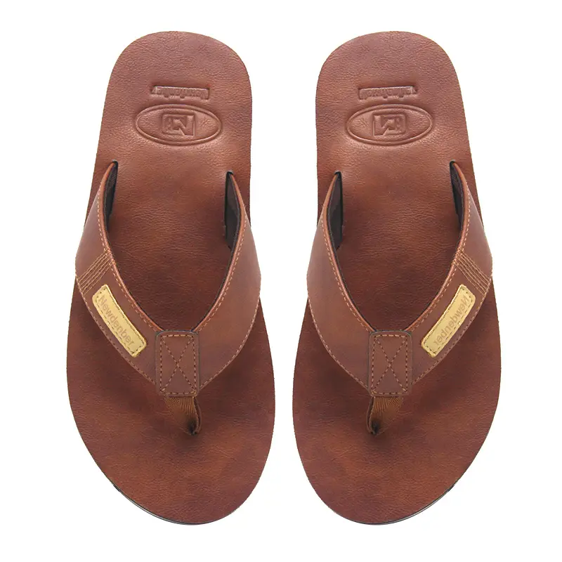 Moda pakistaní marrón suave diseño de EVA de hombre zapatilla de cuero sandalia, chanclas de los hombres zapatillas de cuero sintético ligero de la pu