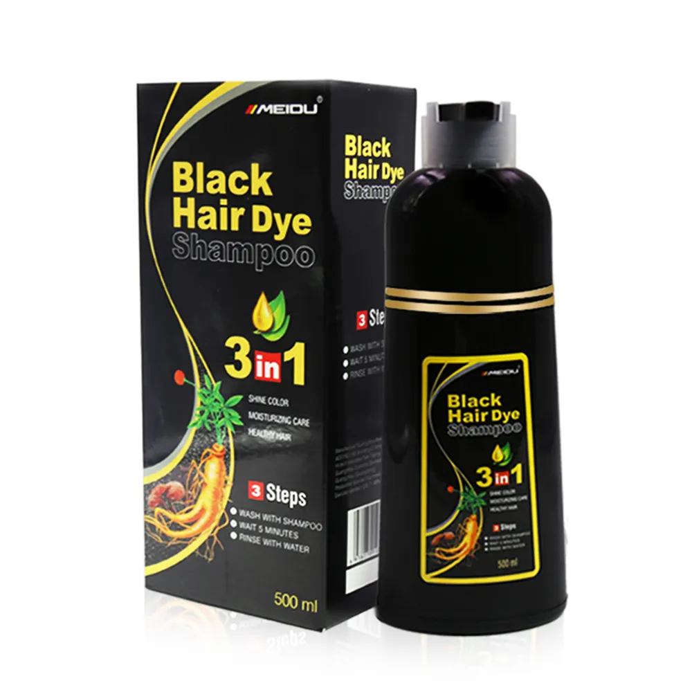 Wholesale meidu instant herbal speedy halal bottle black bar fast black hair color shampoo hair dye for man