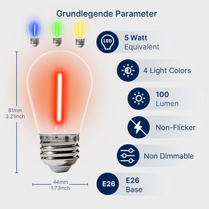 <strong>S14</strong> <strong>LED</strong> String Light Bulb E26 RGB Red Green Blue 5W 100LM Decorative Lighting Outdoor Party Light Fun Waterproof Wholesale - Product Image 2