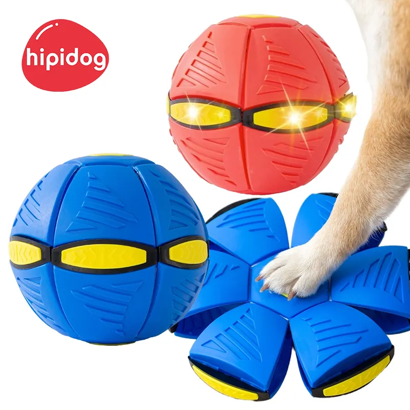 Hipidog 16cm Disco ecológico Durable Rojo Azul Platillo volador interactivo Bola de goma Juguete para perros