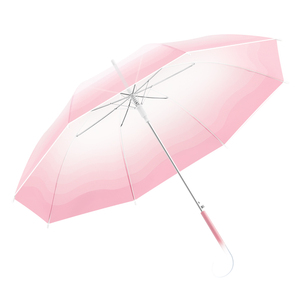 高档渐变透明聚酯伞带弯钩手柄小清新长柄直杆伞 - Product Image 6