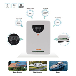Lumiax 60a Solar laderegler 12V 24V 36V 48V Mppt Off-Grid-System Kompatibel mit maximaler PV-Spannung von 150V. - Product Image 3