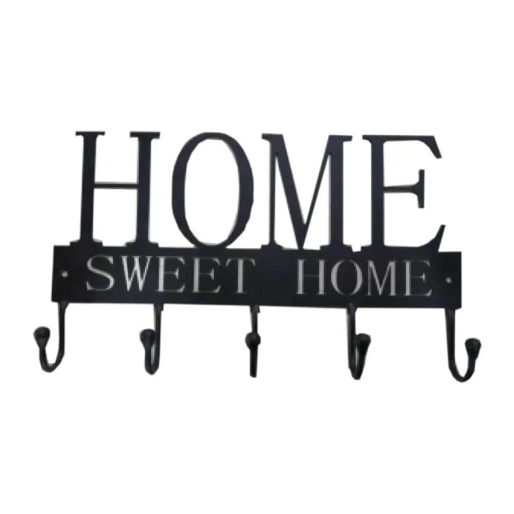 Home Sweet Home حامل مفتاح معدني هوكس جدار جبل الحديد الأسود شماعة القماش