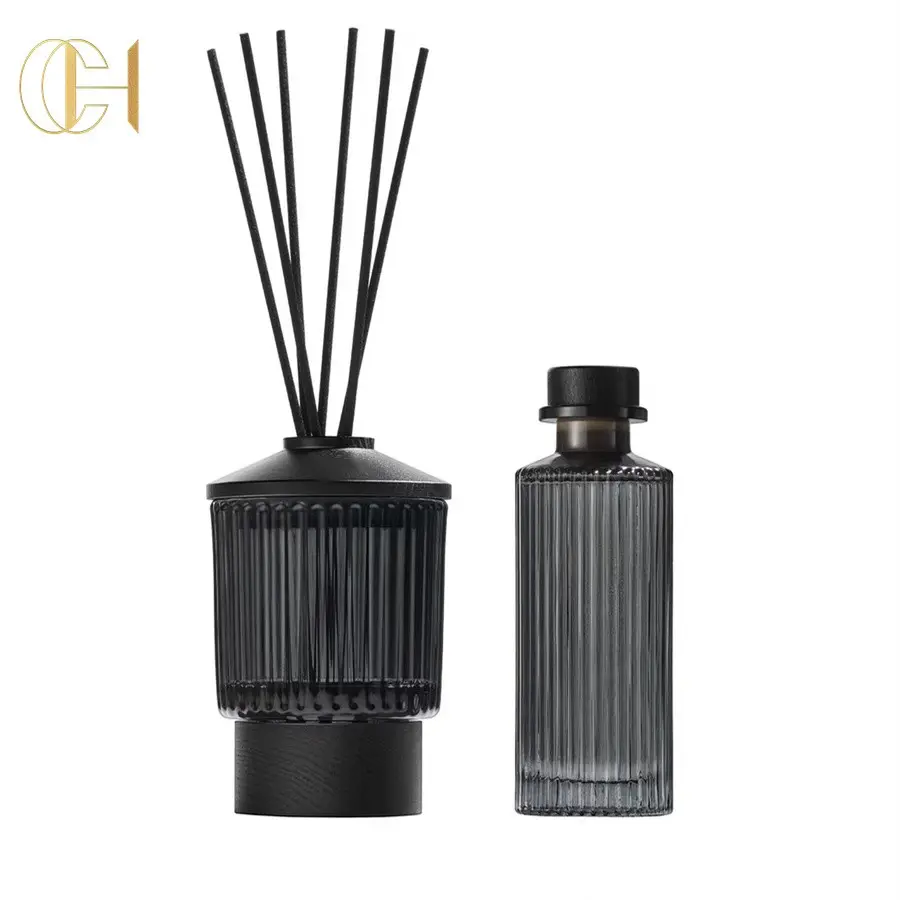C & H Juego de regalo de velas perfumadas Difusor de caña de lujo Difusor de caña Juego de velas negras Difusor de caña y juego de velas