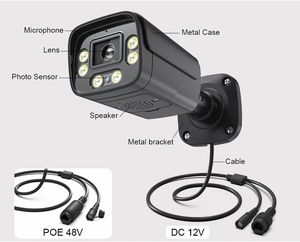 Xmeye 8MP 4MP Cámara IP POE para exteriores Red 4K Detección de rostro Fuente de luz dual Audio bidireccional 5mp POE IP <span class=keywords><strong>BULLET</strong></span> Cámara de seguridad