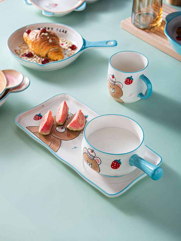Hot sale little bear decal promotion ceramic porcelain China gift bake dish bakeware bowl plate soup bowl set dinnerware sets