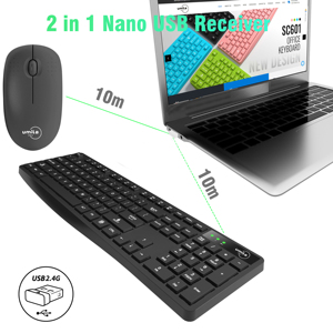 Teclado y ratón inalámbricos ajustables ultrafinos 2,4 GHz Ratón inalámbrico ergonómico Teclado y ratón 2 en 1 - Product Image 2